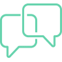 echange de qualite icône bulles de discussion vert
